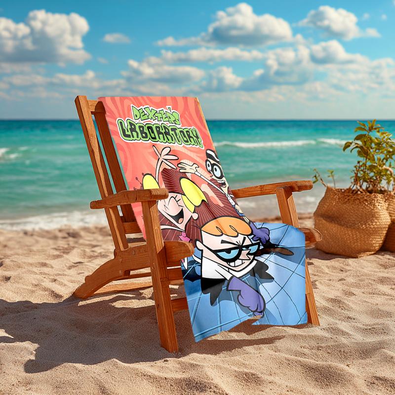 1Pc Dexter'S Lab Adventure Beach Towel, Quick Dry, Multi-Use for Beach Pool Gym Yoga Home Travel, Christmas, Halloween, Xmas Gift M929251