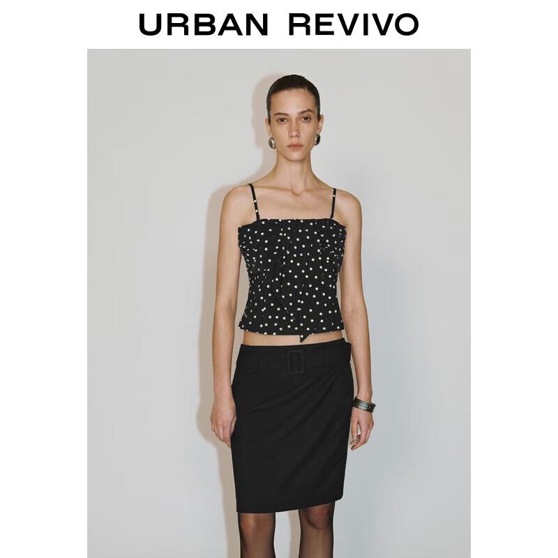 UR French Polka Dot Pleated Camisole Top M