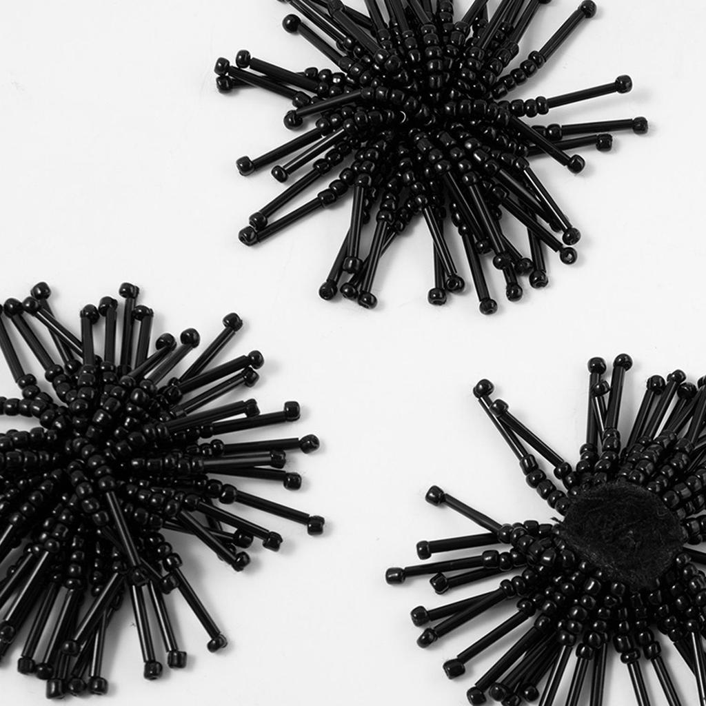Versatile Black Firework Tassel Flower Hair Clip & Earring Material for DIY Weaving and Beading.