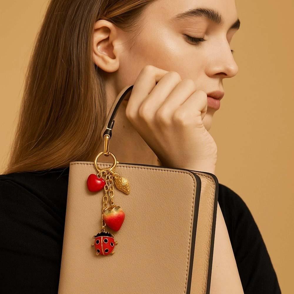 Stainless Steel Enamel Red Chili Pendants Waterproof Beaded Bag Pendant Party