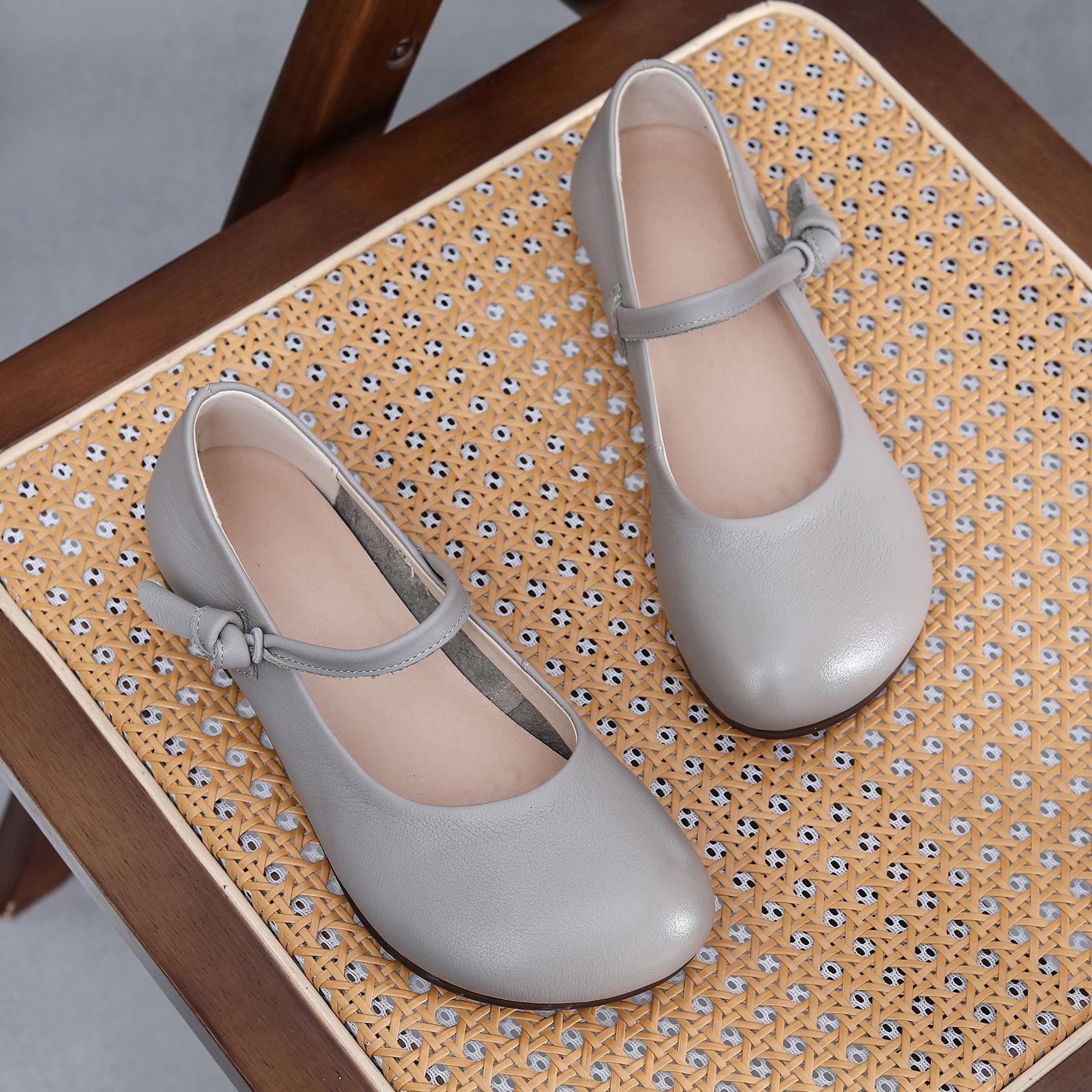 

Туфли ручной работы в стиле ретро с плоской подошвой, удобные кожаные туфли с мягкой подошвой, простые женские туфли 40 серый