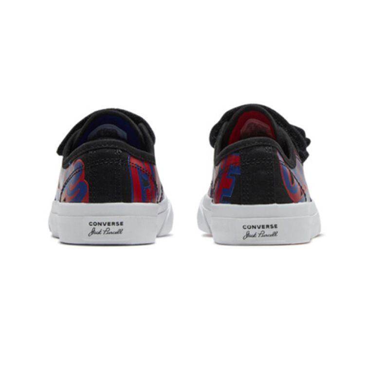 Converse Jack Purcell Velcro Low Top Kids Skate Shoes Kids sneaker Black Red 366489C