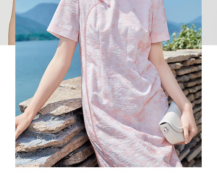 New Chinese Style Floral Short-Sleeved Dress