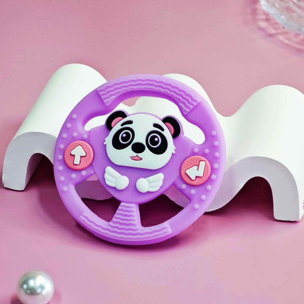 Baby Silicone Teether Photography Accessories Baby Teether Stick Bite Cute Cartoon Animal Steering Wheel Anti-Eating Handle