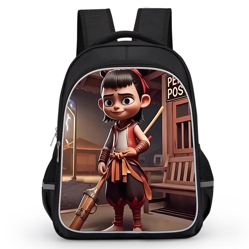Cross-border Classic Mountains & Seas Stick Figure Kids' Backpack for Grades 1-6 - Load-Reducing Double Shoulder Bag for Boys