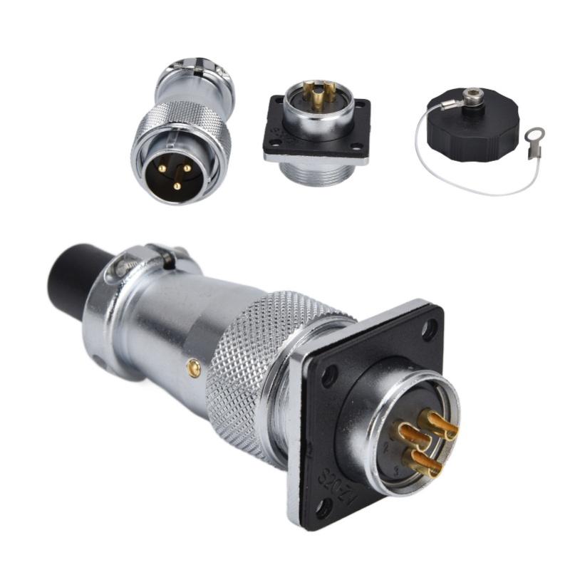 3 Pin Aviation Connector Zinc Alloy Waterproof WS20 Aviation Male Female Plug AC 500V