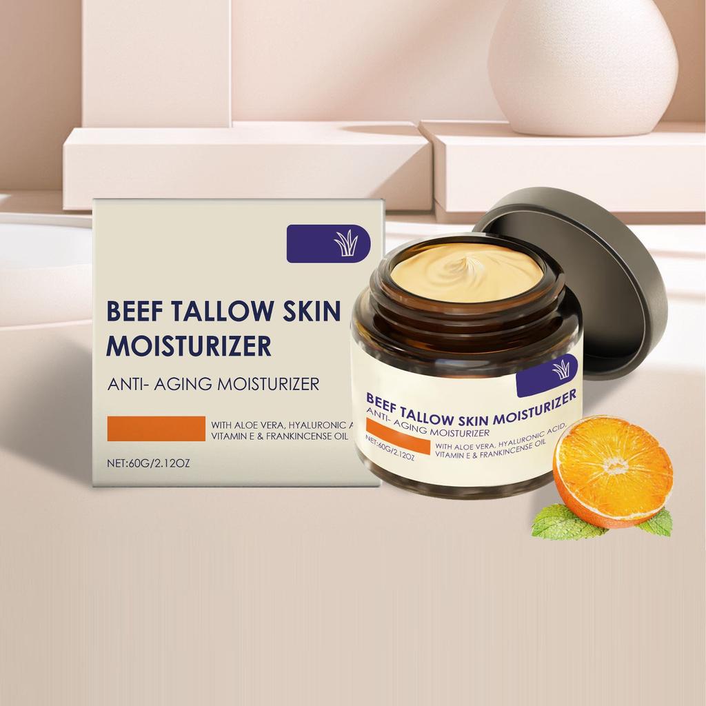 Tallow Cream Cowfat Face Cream Nourishes And Tender Skin, Repairs And Soothe The Face, Moisturize And Tighten The Skin  60g