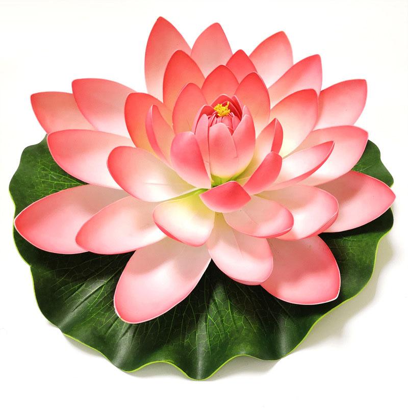 10/17/28/40/60cm Lotus Artificial Flower Floating Fake Lotus Plant Lifelike Water Lily Micro Landscape for Pond Garden Decor