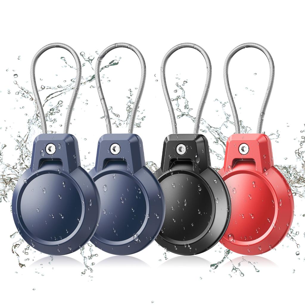 Waterproof Airtag Holder for Apple Airtag, Protective Airtag Case with Wire Cable, Airtags Keychain Cover for Luggage Backpack