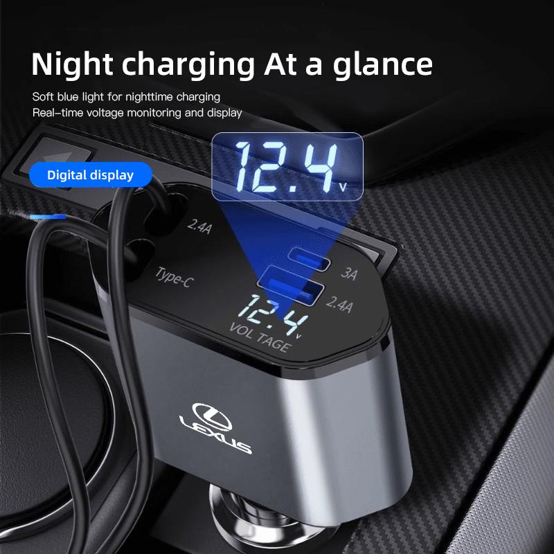 Car Lighter Charger 120W Phone Fast Charging Cable For Lexus F-SPORT ES RX NX LS UX LM LX GX LC RZ IS CT GS RC HS SC TX LBX AEY1