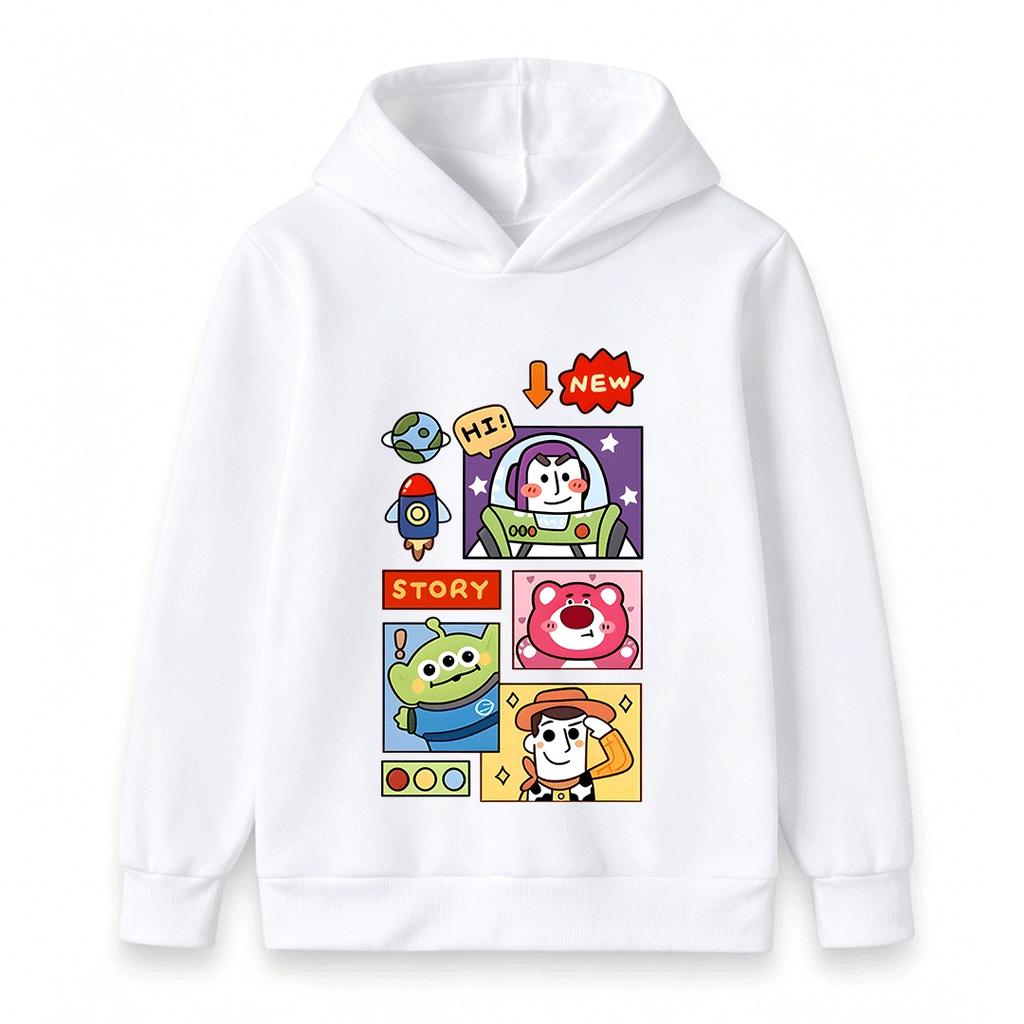Kids Boys Girls Hoodie Cartoon Space Alien Bear Print Pullover Sweatshirt Casual Long Sleeve Top for Toddler Children