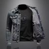 Denim jacket men's spring and autumn American vintage distressed trend slim biker jacket cargo casual top for men