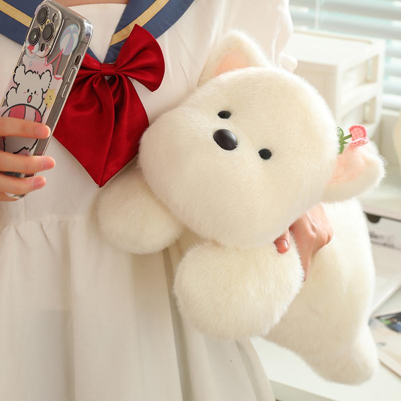 Simulation West Highland Dog Plush White Puppy Accompany Toy Stuffed Animal Sleep Pillow  Children Birthday Gift Home Decor
