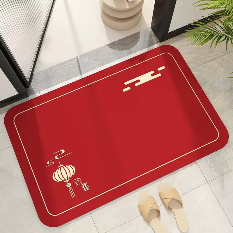 Red Absorbent Bathroom Door Mat
