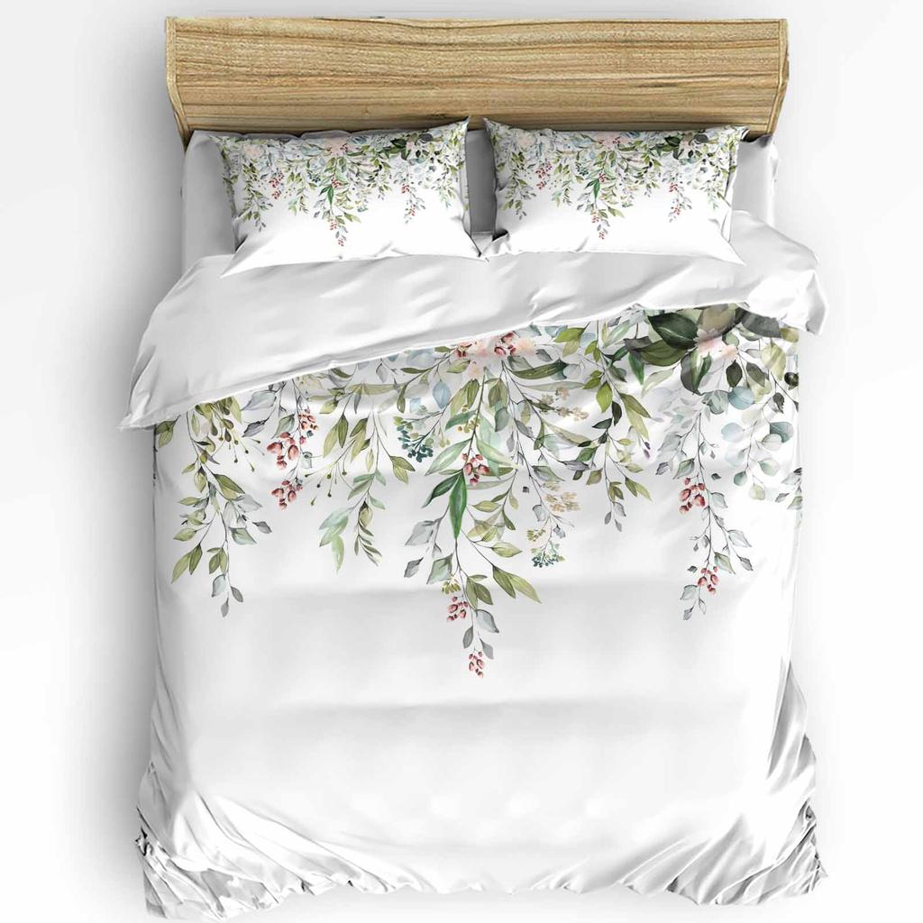 Vintage Herbaceous Floral Butterfly Flower 3pcs Bedding Set For Double Bed Home Textile Duvet Cover Quilt Cover Pillowcase