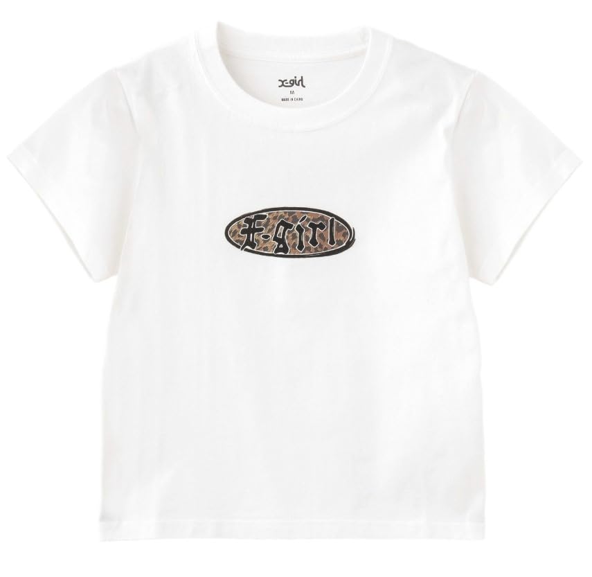 Casual Leopard Oval Logo Baby Tee in White X-girl S/S