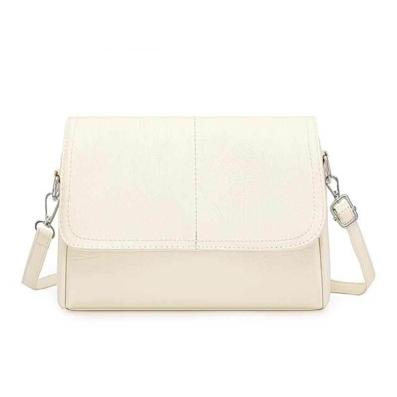 Bolsa Transversal em Couro com Cera de Óleo Retrô, com Textura e Sensação Vintage, Design de Aba Simples e Elegante, e Alça de Ombro Ajustável