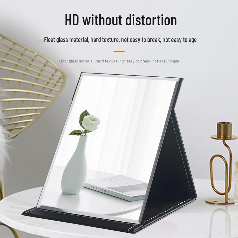 Meebordi Large Foldable Portable PU Makeup Mirror