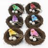 Nid d'oiseau rond en rotin Pâques Fait main Bricolage Artisanat Vigne Simulation Nid d'oiseau Décor d'œuf Accessoires Maison Jardin Fenêtre nichoir