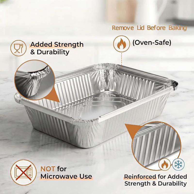 Disposable Food Grade Aluminum Foil Food Containers Perfect For Takeout Catering And Baking