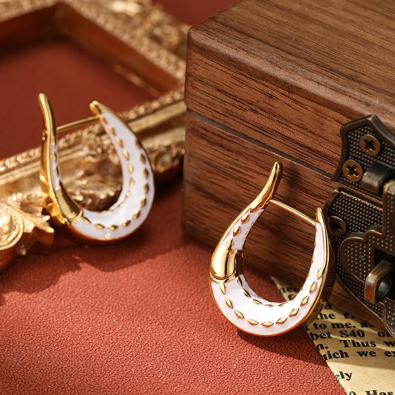 

SUYU Женские роскошные серьги-кольца с глазурью, большие серьги, ретро-серьги, модные и роскошные серьги-кольца, винтажные серьги белый