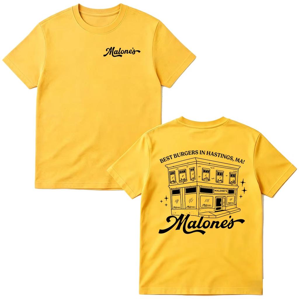 Summer Fashion Trendy Tee Men Women Vintage Top Malone's Bar Off Campus TV Series T-shirts Best Burgers In Hastings MA Briar University