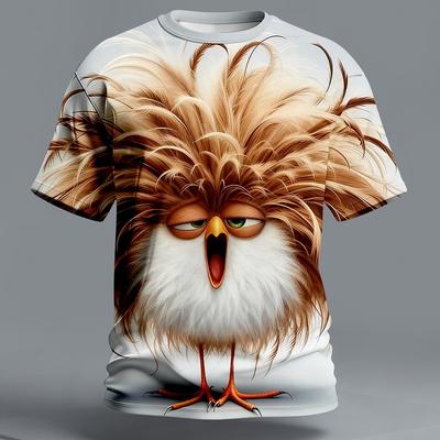Men's Exploding Chicken Print T-Shirt Men's T-Shirt,3D Printing, O-neck ,Short Sleeve,Casual,Lightweight Top,sport Wear ,casual ,Large Size,Fashion