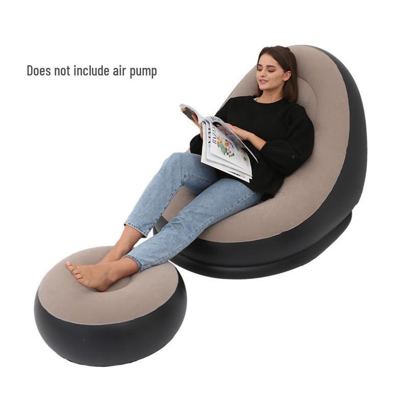 Inflatable Foldable Outdoor Sofa Bed & Footrest Flocking Lounger Chair