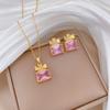 Full of Zirconium Exquisite Wind Copper Micro-inlaid Earrings Necklace Set Combination
