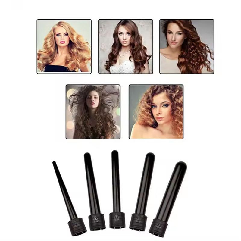 Professional Hot Curling Tool Curling Iron Wand Set Replaceable 5 in 1 Rotating Hair Curler