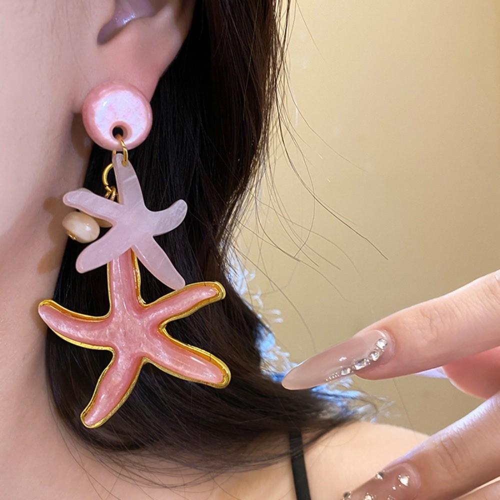 Temperament Bohemian Dangle Earrings Shell Starfish Ear Pendant  Vacation