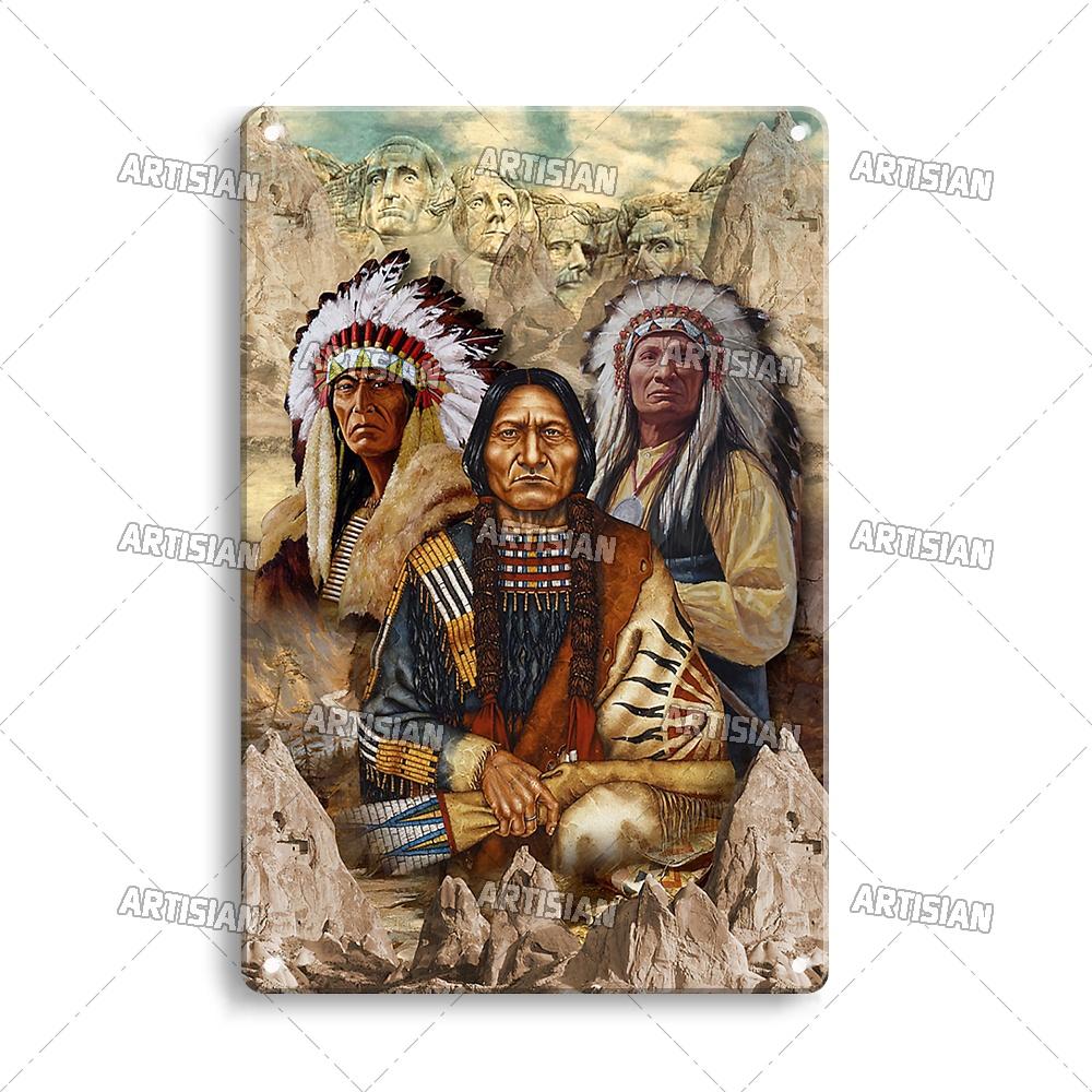Artisian Native Girl Metal Sign Native American Tin Poster INDIAN Decorative Plate Wall Decor Garage Bar Pub Club Hotel Cafe