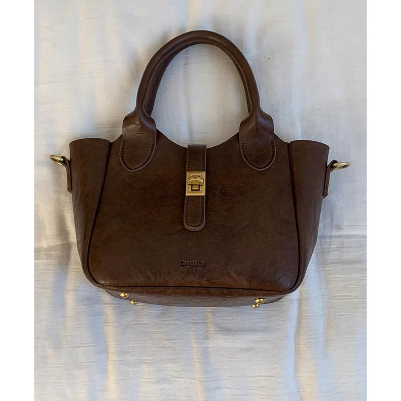 Retro Niche Portable Vegetable Basket Bag Women's 2025 New Trendy Fashion Korean Small Tote Bag Simple Messenger Bag