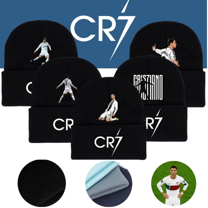 Cr7 Printed Knit Black Hat Warm And Stylish Winter Headwear For Men And Women