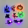 Halloween LED 3D Wall Stickers, PET Luminous Bat Pumpkin Spider Witch Castle Tree Night Light, Glowing Wall Decals for Room Window Garage Party