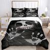 3pcs Anime Skull Design Comforter Set with One Quilt Cover and Two Pillowcases (No Core) - Perfect for Bedroom Decor and Guest Rooms, Featuring Polyes