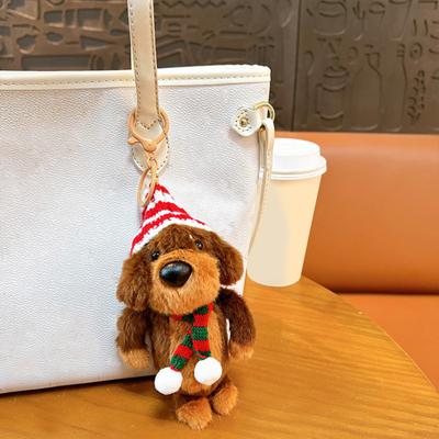 Keychain Pendant Plush Dog Doll Charm Key Chain with Hats Sweaters Scarves Backpacks Keys Pendant Gift Accessory