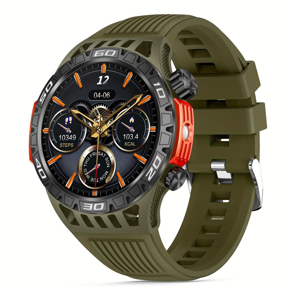 Rugged Men's Smartwatch, QTLLBT with Phone Function, IP68 Waterproof Sports Watch, Heart Rate Blood Oxygen Detection