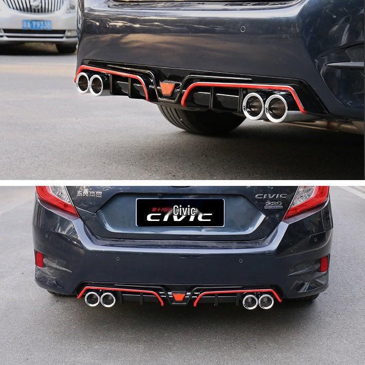 Designed for 10th Gen Civic: Exhaust Mod, Rear Spoiler, Tailpipe Kit, No-Cut Kit, Rear Bumper, Rear Splitter.
