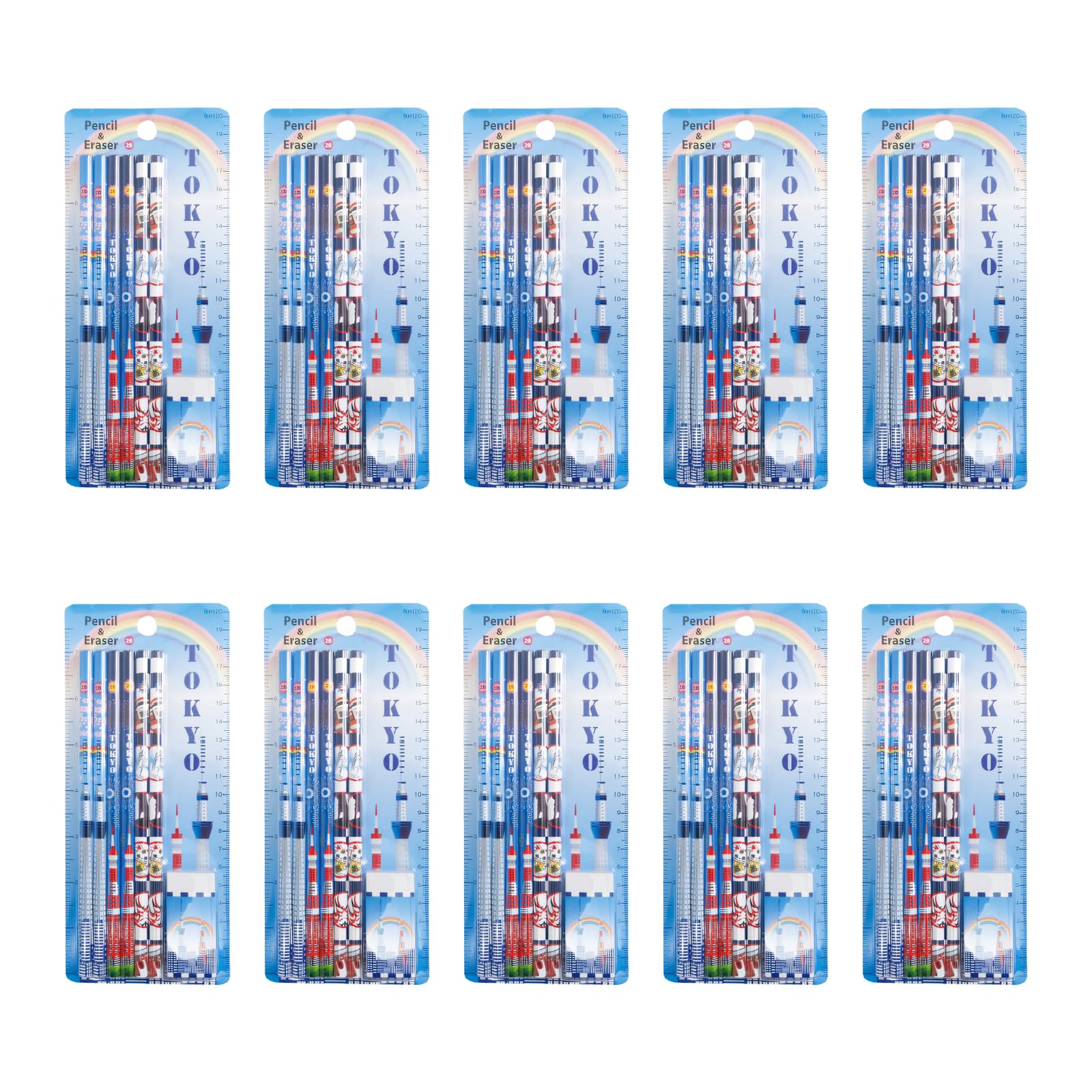 

Pencils and eraser set 10 sets bulk purchase (6 pieces) (Tokyo) - [Japanese souvenir/festival/event/children s party/New Year s/Christmas/Obon]