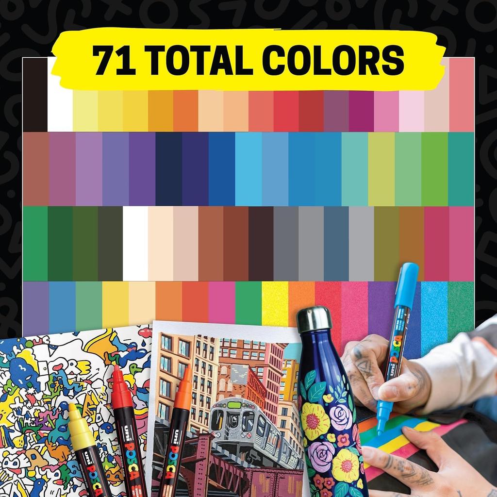 Posca Mitsubishi Pencil Fine Round 8 PC3M8C Water-Based Pen, Tip, Nib, Colors,