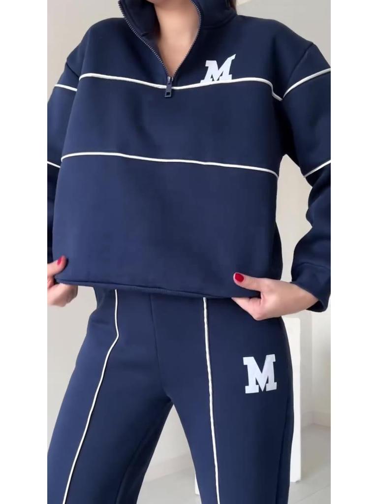 2024 Autumn Color Block Sporty Fashion Loose Set
