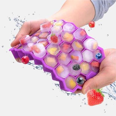 Cutie de gheață cu grilă de gheață cu tip fagure din silicon 2024, matriță pentru blocuri de gheață congelată de casă, mașină de înghețare rapidă de bucătărie pentru acasă