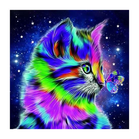 

Scenery Sparkling Print Design Cat Fox Diamond Art Relieve Stress Improve Concentration фиолетовый