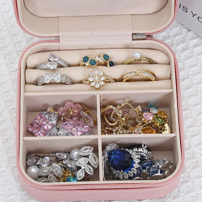 Portable Mini Jewelry Storage Box Travel Organizer Jewelry Case Leather Storage Earrings Necklace Ring Jewelry Organizer Display