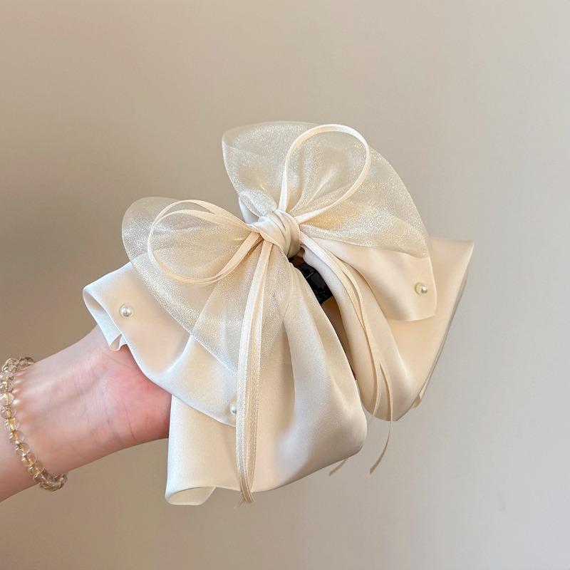 2025 New French Elegant Triple Bow Ponytail Clip Hair Claw for Half Updo Non-Slip Scrunchie Holder Premium Hair Accessories
