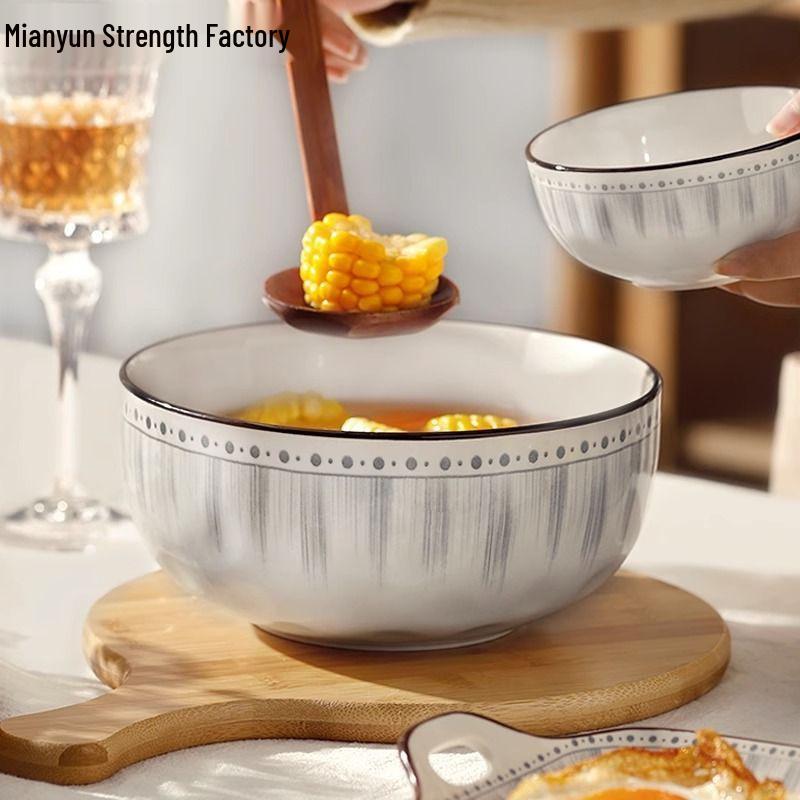 High-End 8-Inch and 6-Inch Ceramic Soup and Noodle Bowls, 2025 Luxury Collection