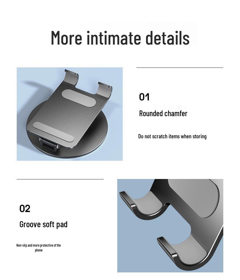Rotating Aluminum Phone & Tablet Stand - Portable, Folding, Adjustable