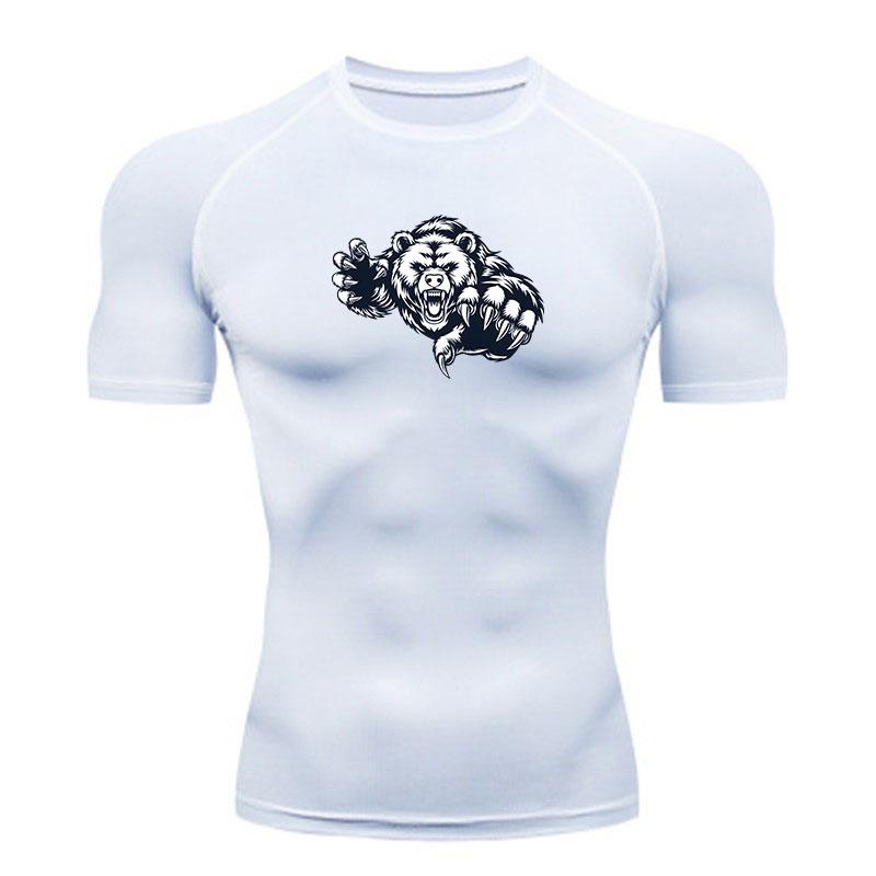 Men's Compression Athletic T-Shirt, Angry Wild Bear Graphic