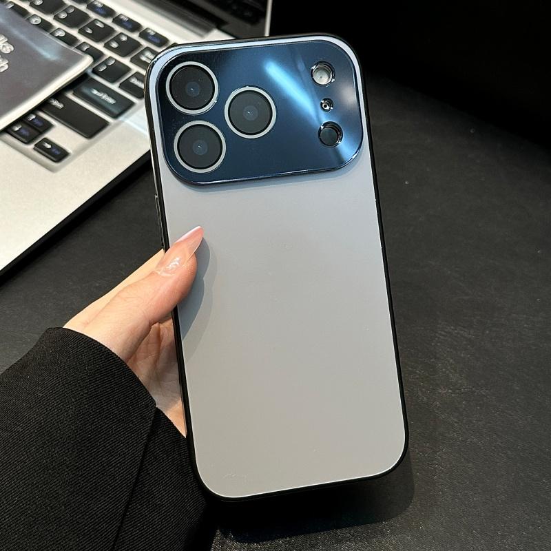 Luxury Crystal Large Window Case for iPhone 17 16 15 14 13 Pro Max 16Pro 17Pro Shockproof Armor Matte Back Bumper Rugged Cover